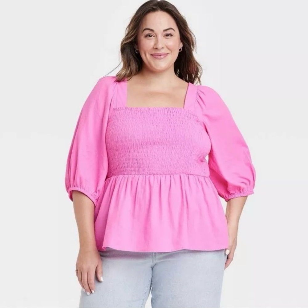 AVA & VIV Women’s Blouse Peplum Top 1X